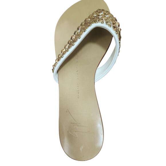 Giuseppe Zanotti White Leather Studded Sandals Women’s Size 36 Vero Cuoio - Picture 6 of 10